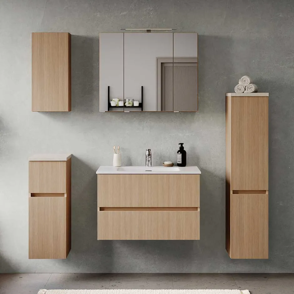 Wohnen Bad Spiegelschrank in Eiche Hell - Vibulam