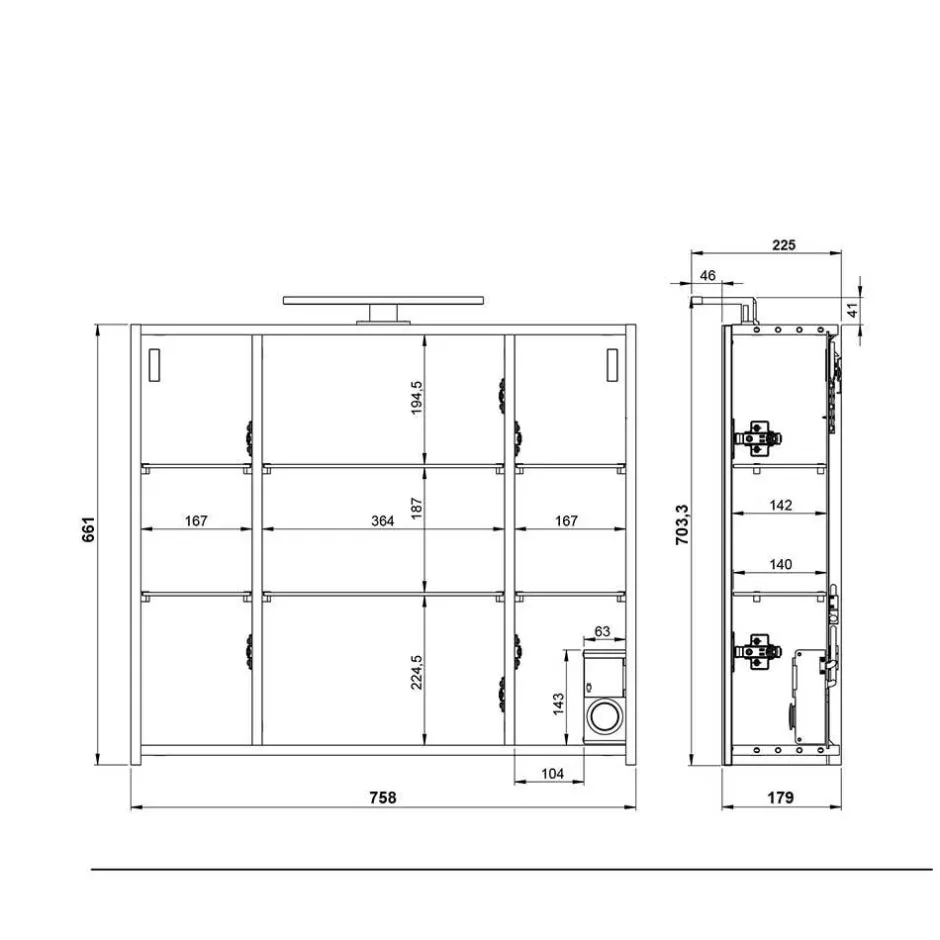 Wohnen Bad Spiegelschrank mit Aufsatzleuchte in Hellgrau - Dolida