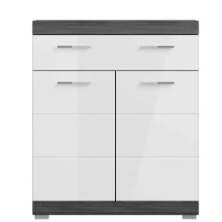 Wohnen Bad Vertiko in Weiß Hochglanz & Grau - Nancys