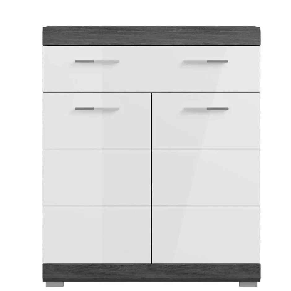 Wohnen Bad Vertiko in Weiß Hochglanz & Grau - Nancys