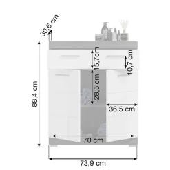 Wohnen Bad Vertiko in Weiß Hochglanz & Grau - Nancys