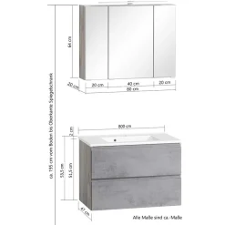 Wohnen Bad Waschbeckenschrank & Spiegelschrank - Eight (zweiteilig)