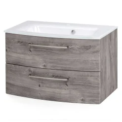 Wohnen Bad Waschkonsole in grauer Eiche Optik - Svegaria