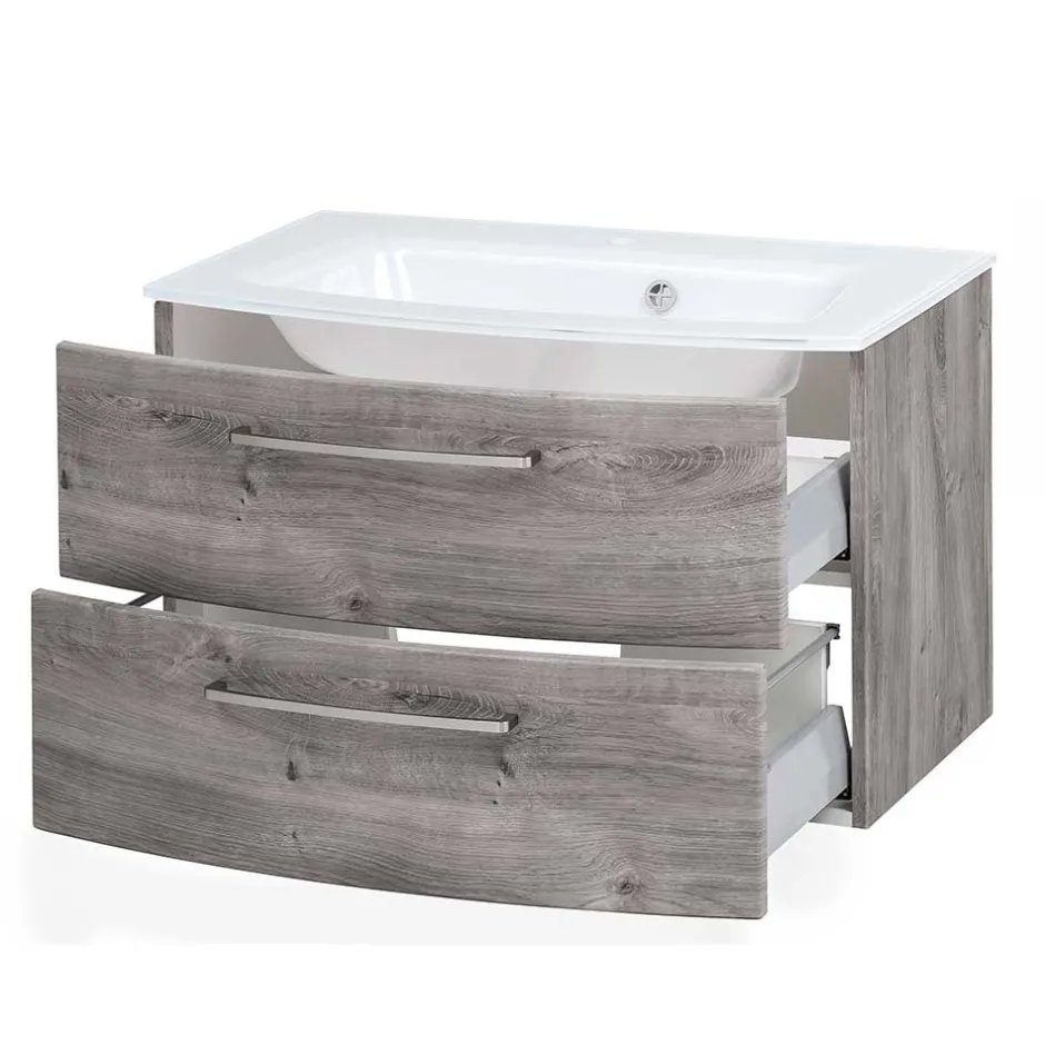 Wohnen Bad Waschkonsole in grauer Eiche Optik - Svegaria