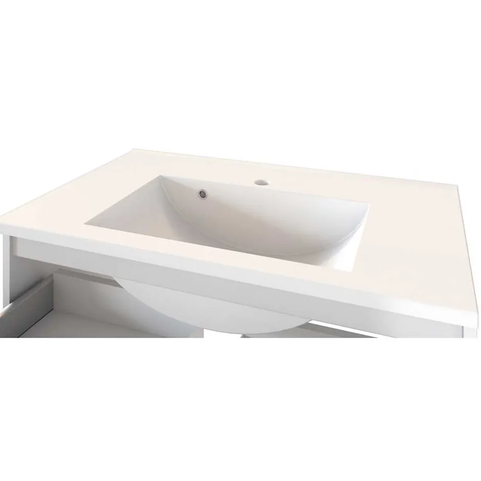 Wohnen Bad Waschtisch mit Becken in Grau & Holz Optik - Athrin