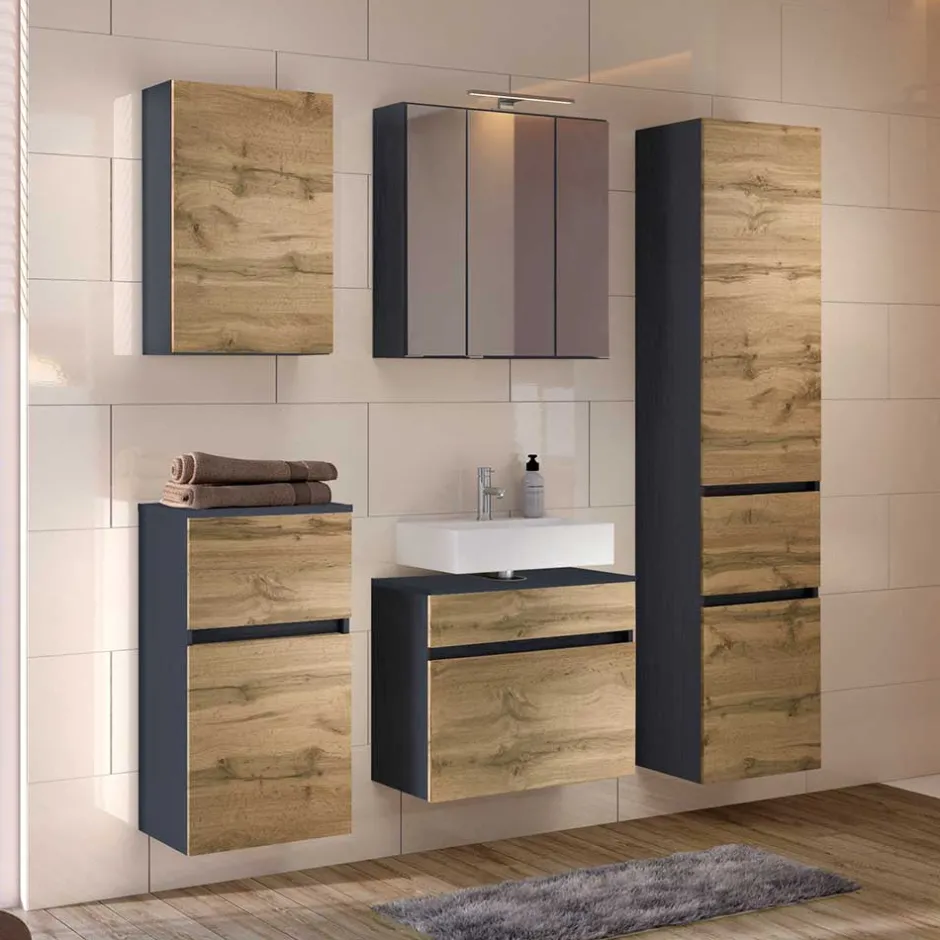 Wohnen Badblock Möbel Kombi zweifarbig - Endely (fünfteilig)