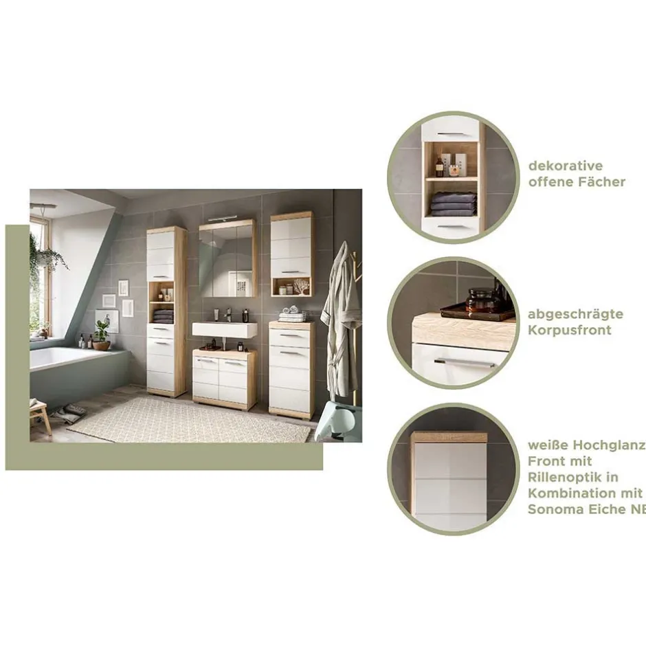 Wohnen Badblock Möbelset modern - Calbanyara (dreiteilig)