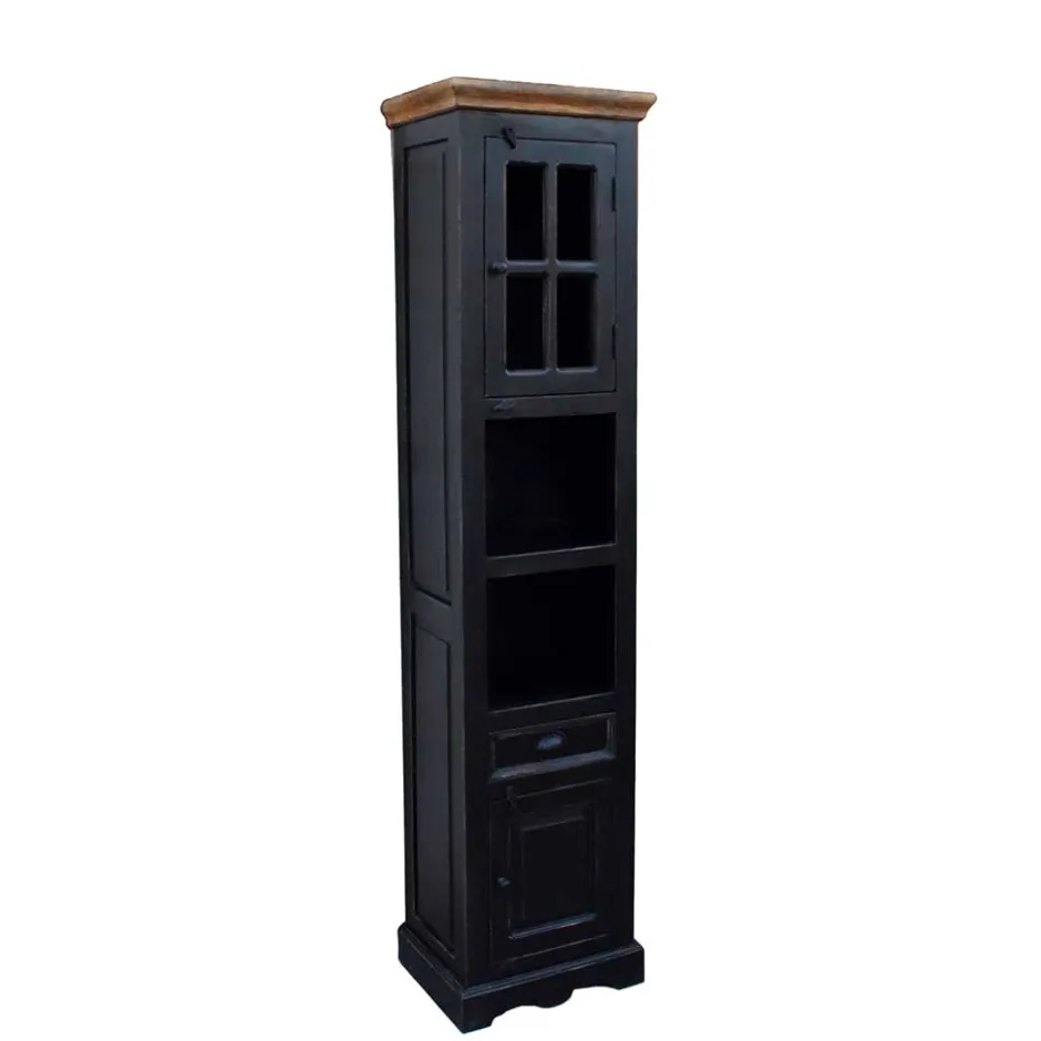 Badezimmer Hochschrank Sentiments in Schwarz Mangobaum^Wohnen Outlet