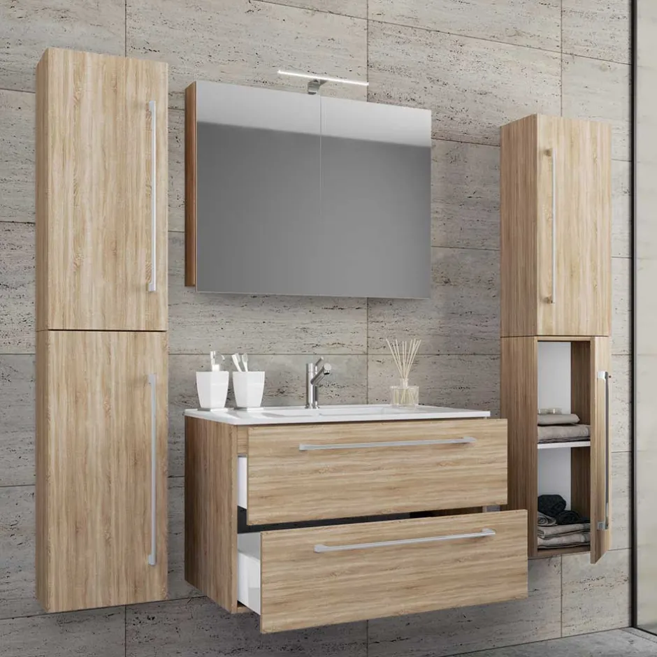 Badezimmer in Holznachbildung Sonoma-Eiche - Caleena (vierteilig)^Wohnen Hot