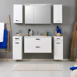 Badezimmer Kombination Sagunis in Weiß (sechsteilig)^Wohnen Online