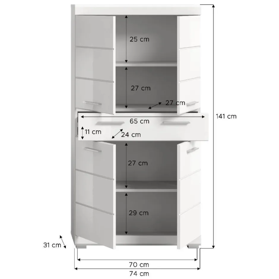 Badezimmer Midischrank in Weiß - Henriette^Wohnen Outlet