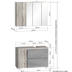 Badezimmer Schrankset modern - Mia (dreiteilig)^Wohnen Online