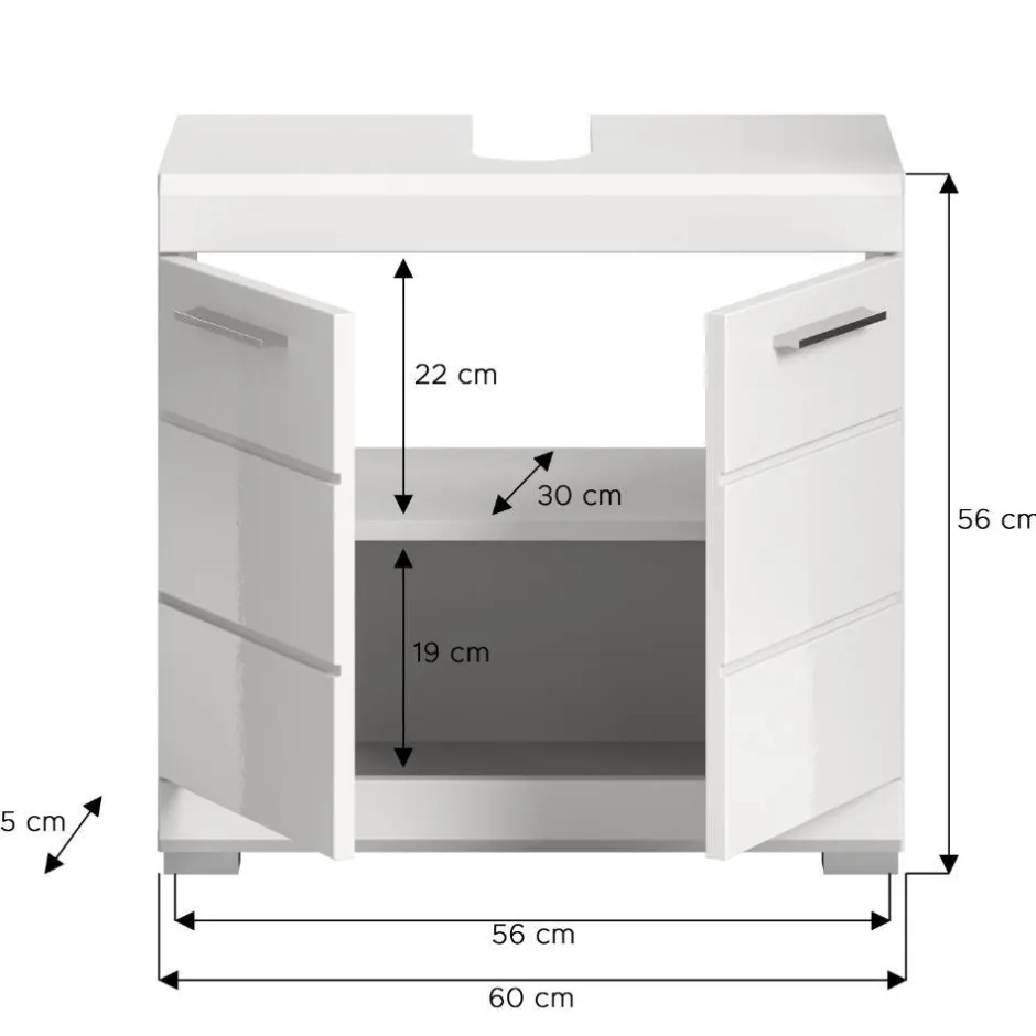 Wohnen Badezimmer Unterbeckenschrank in Weiß - Henriette