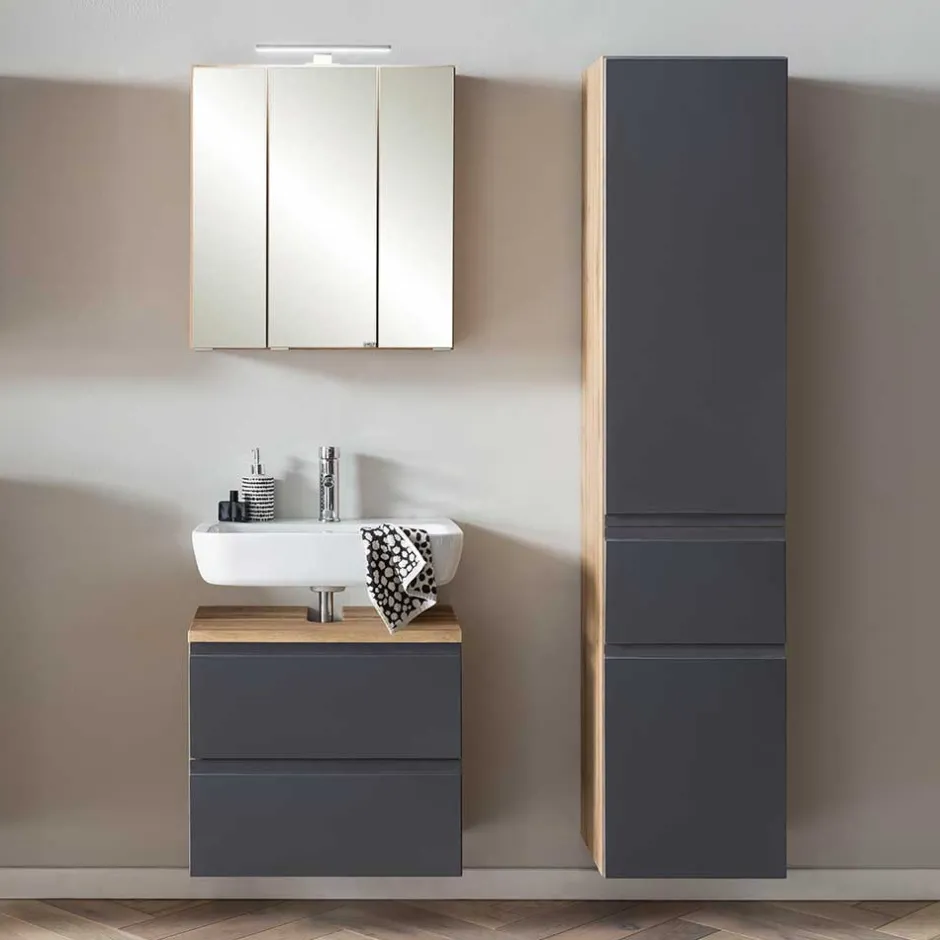 Wohnen Badezimmer Waschplatz und Hochschrank - Jambi II (dreiteilig)