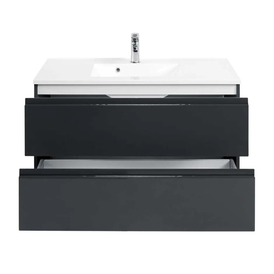 Wohnen Badezimmer Waschtisch Blaxin in Anthrazit Hochglanz