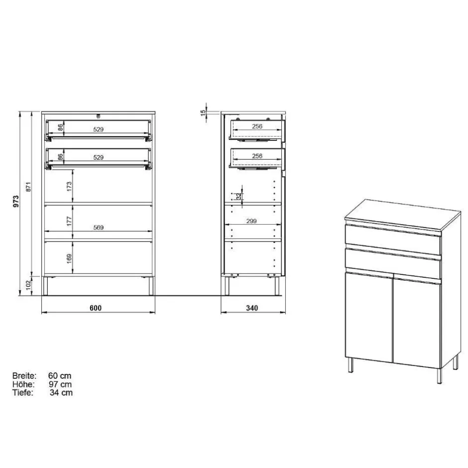 Wohnen Badezimmer-Kommode in Hellgrau - Dadra