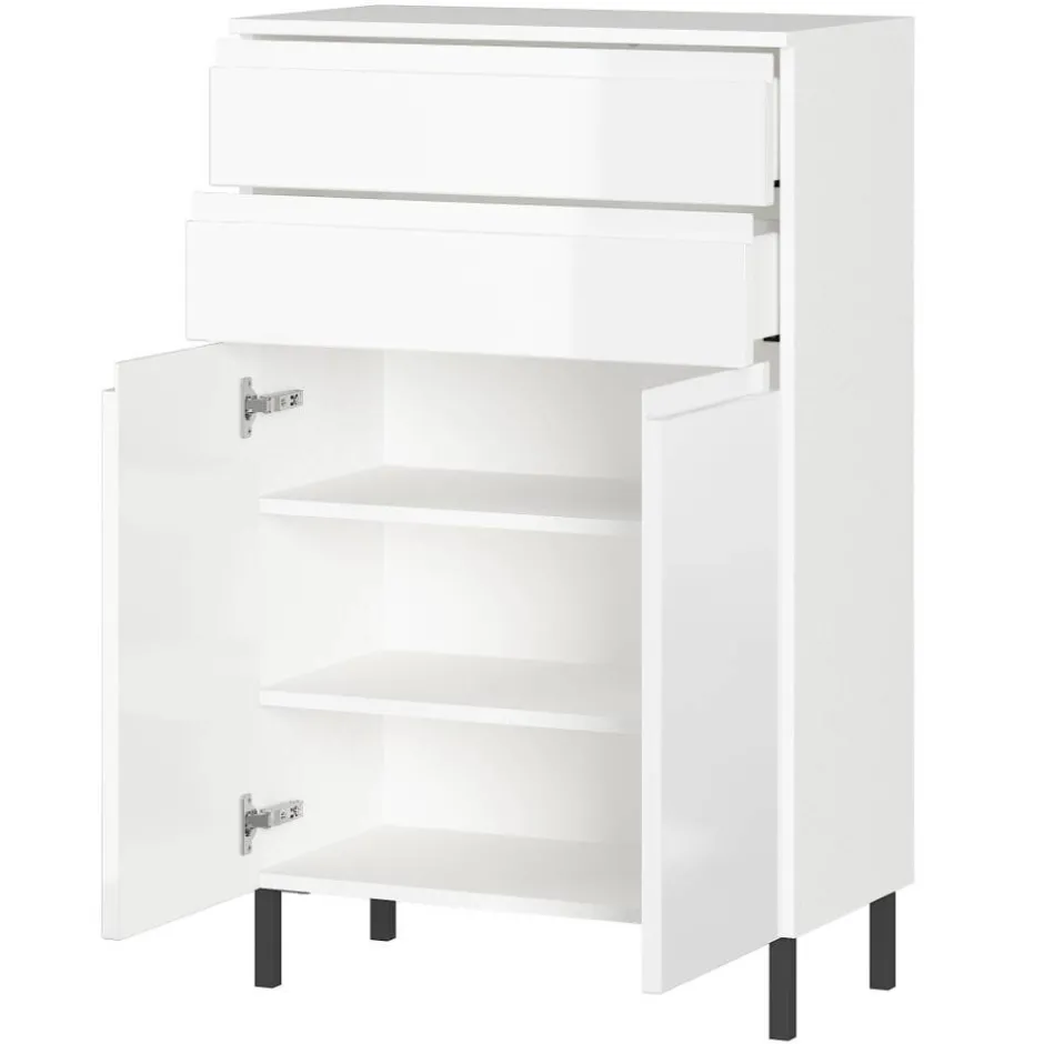 Badezimmer-Kommode in Weiß Hochglanz - Loeesa^Wohnen Discount