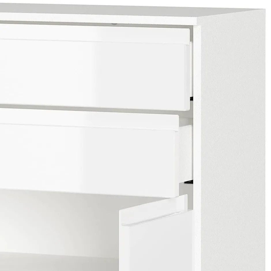 Badezimmer-Kommode in Weiß Hochglanz - Loeesa^Wohnen Discount