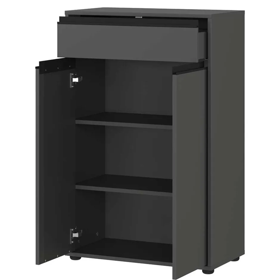 Wohnen Badezimmermöbel Kombi in Dunkelgrau - Rufu (fünfteilig)