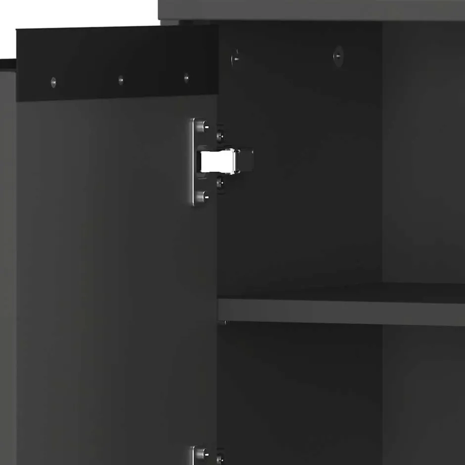 Wohnen Badezimmermöbel Kombi in Dunkelgrau - Rufu (fünfteilig)