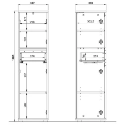 Wohnen Badezimmermöbel Kombi in Dunkelgrau - Rufu (fünfteilig)