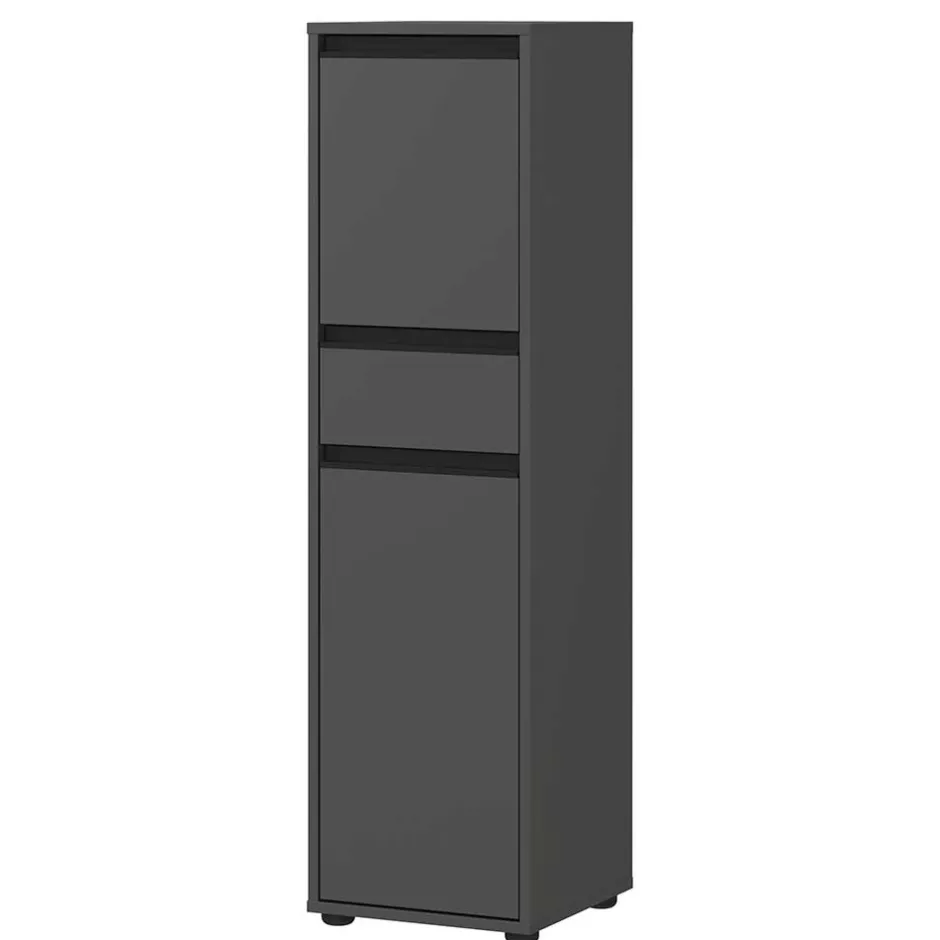 Wohnen Badezimmermöbel Kombi in Dunkelgrau - Rufu (fünfteilig)