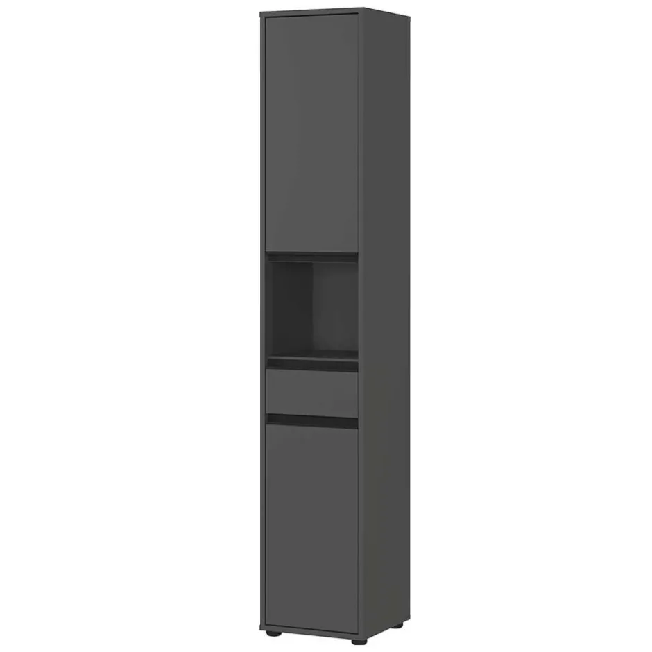 Wohnen Badezimmermöbel Kombi in Dunkelgrau - Rufu (fünfteilig)