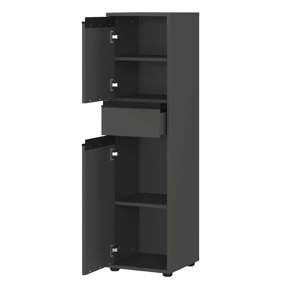 Wohnen Badezimmermöbel Kombi in Dunkelgrau - Rufu (fünfteilig)