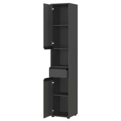 Wohnen Badezimmermöbel Kombi in Dunkelgrau - Rufu (fünfteilig)