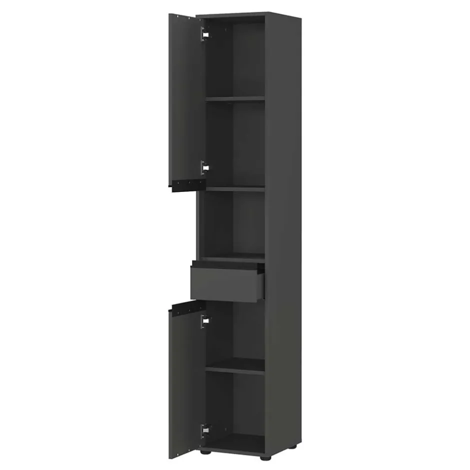 Wohnen Badezimmermöbel Kombi in Dunkelgrau - Rufu (fünfteilig)