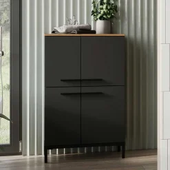 Badezimmerschrank mit 4 Türen in Dunkelgrau - Lucrino^Wohnen New