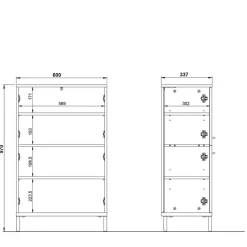 Badezimmerschrank mit 4 Türen in Dunkelgrau - Lucrino^Wohnen New