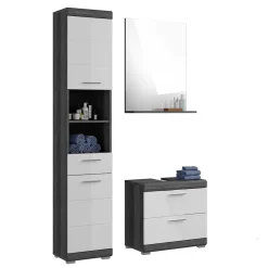 Wohnen Badmöbel Hochschrank & Beckenschrank & Spiegel - Nancys (dreiteilig)
