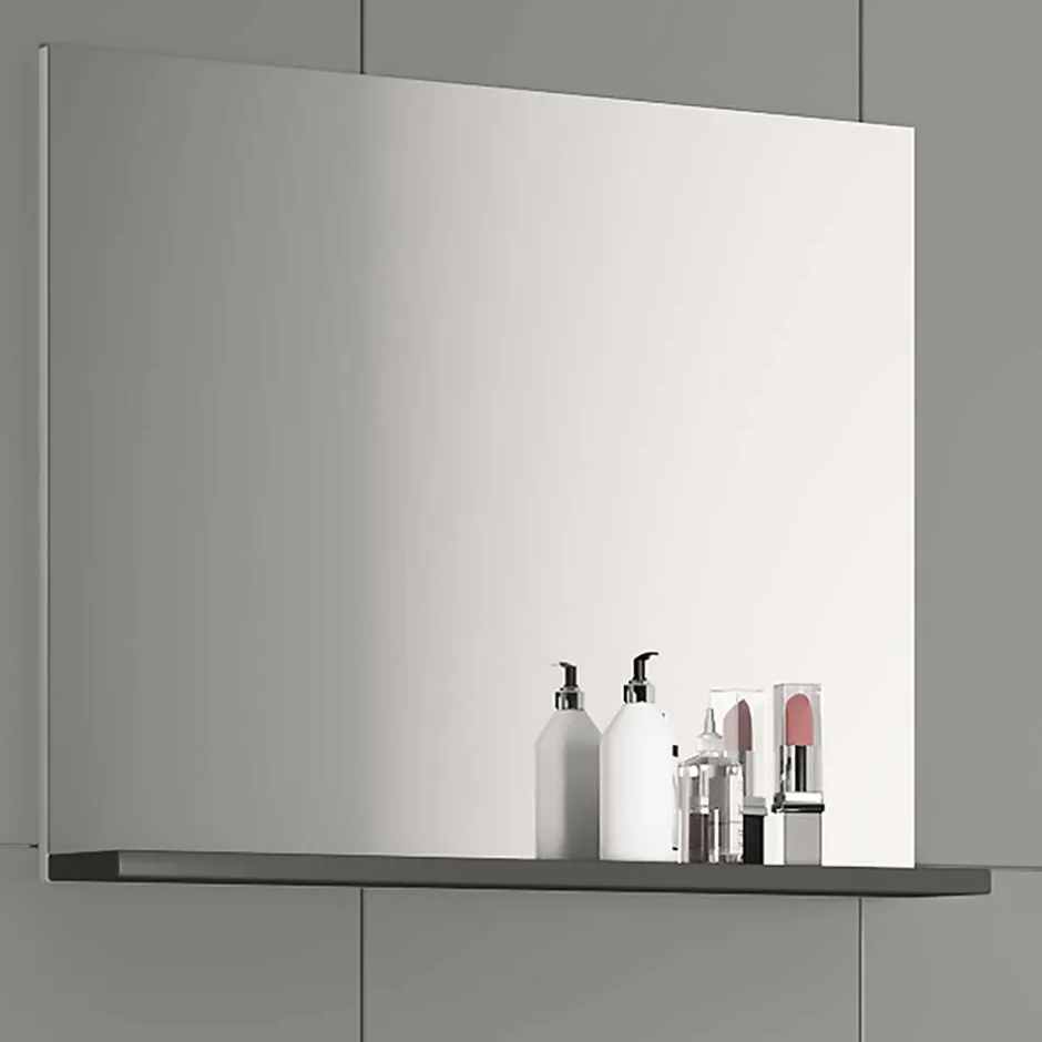 Wohnen Badspiegel mit Ablage in Anthrazit - Rondja