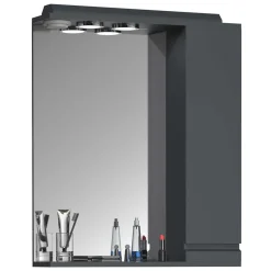 Wohnen Badspiegel mit Seitenschrank & Ablage & LED Licht - Idamoro