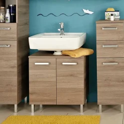 Wohnen Bad-Waschbecken-Unterschrank in Holzoptik - Lemi