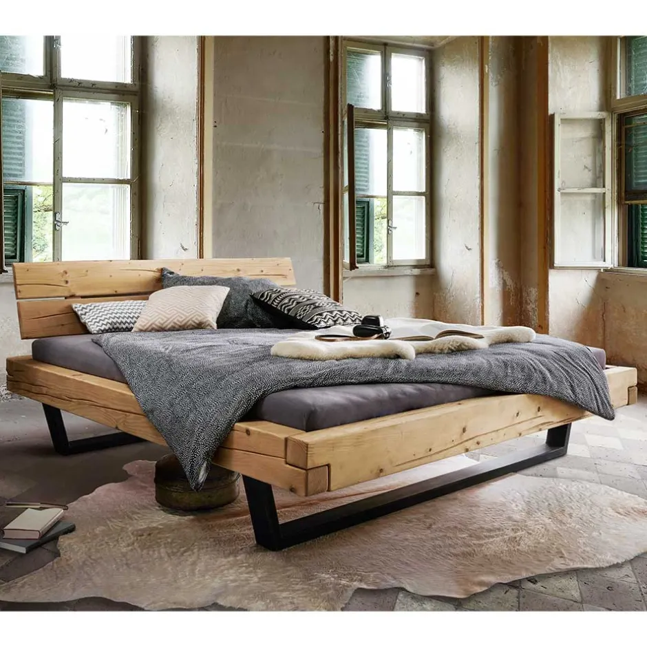 Balkenbett mit Bügelfüßen im rustikalen Stil - Teresina^Wohnen Outlet