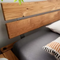 Wohnen Balkenbett mit Naturkanten Kopfteil - Blevos