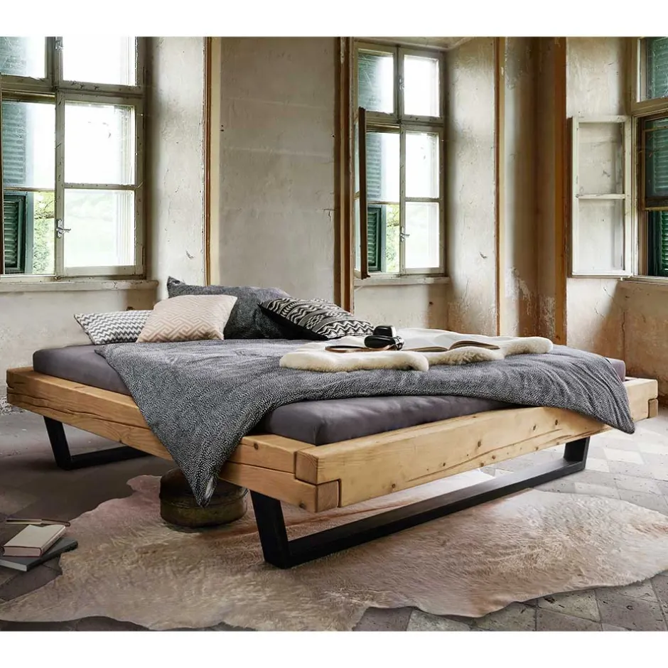 Balkenbett ohne Kopfteil aus Fichte Massivholz - Lary^Wohnen Clearance