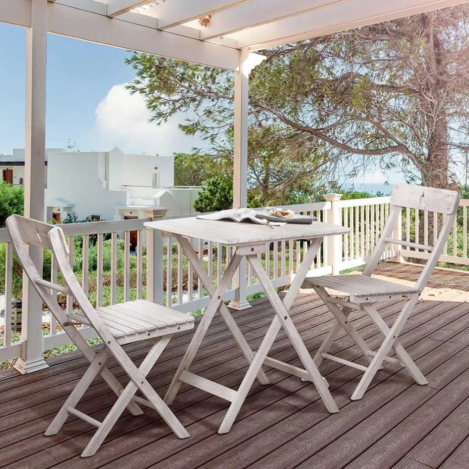 Wohnen Balkon Sitzgruppe in Grey Wash - Paisly (dreiteilig)