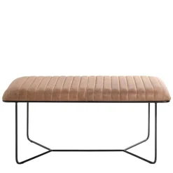 Wohnen Bank aus gedecktem Glattleder in Braun - Teamona