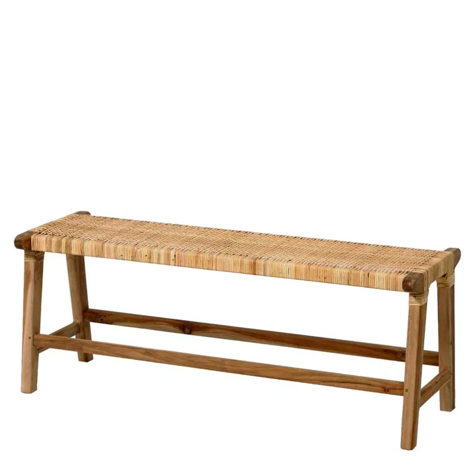 Wohnen Bank aus Rattan Geflecht & Teak Holz - Thani
