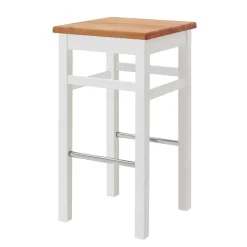 Wohnen Bar Hocker in Weiß und Kiefer Lauge - Ribardo