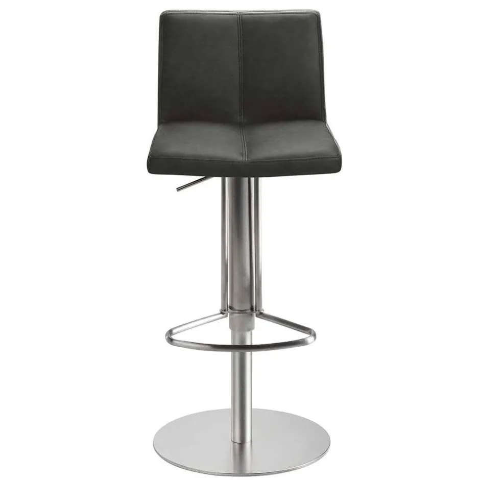 Wohnen Bar Stuhl in Schwarzgrau Kunstleder - Oxeda