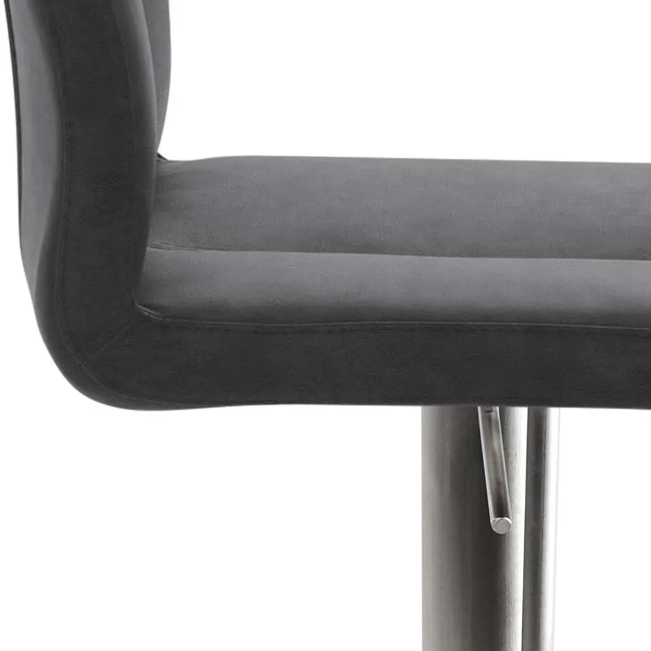Wohnen Bar Stuhl in Schwarzgrau Kunstleder - Oxeda