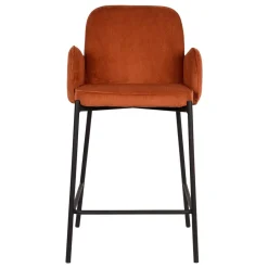 Wohnen Barhocker mit Armlehnen aus Cord Rost Braun - Benede (2er Set)