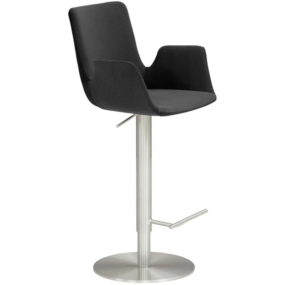 Wohnen Barhocker mit Lehne & Armlehnen in Anthrazit - Kanella