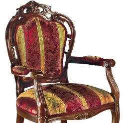 Barock Armlehnstuhl in Rot Gold Magari mit floralem Muster^Wohnen Outlet