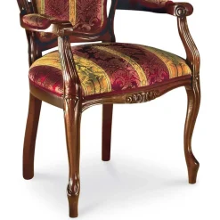 Barock Armlehnstuhl in Rot Gold Magari mit floralem Muster^Wohnen Outlet