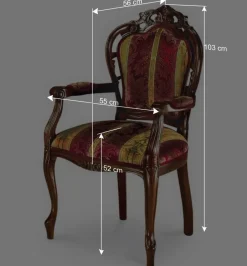 Barock Armlehnstuhl in Rot Gold Magari mit floralem Muster^Wohnen Outlet